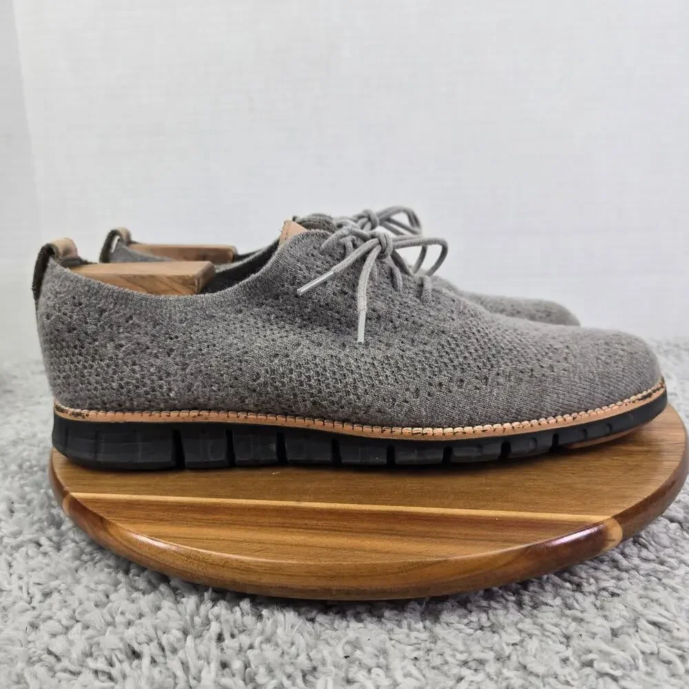 Cole Haan Mens 11M ZeroGrand Stitchlite Wool Knit Gray Casual Daily Oxford Shoe
